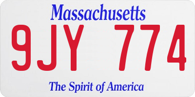 MA license plate 9JY774