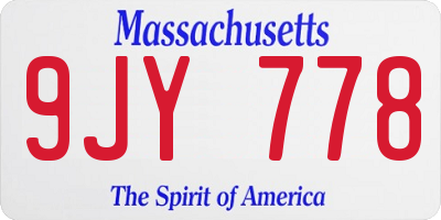 MA license plate 9JY778