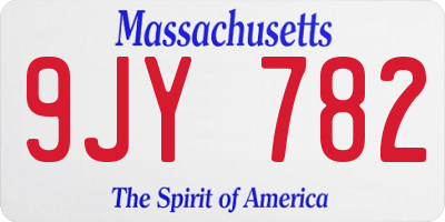 MA license plate 9JY782