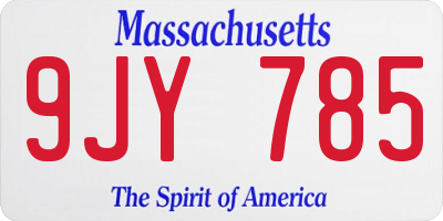 MA license plate 9JY785