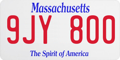 MA license plate 9JY800