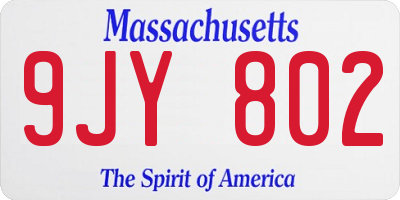 MA license plate 9JY802