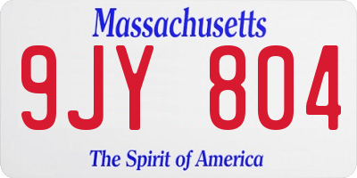 MA license plate 9JY804