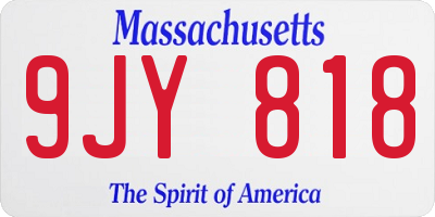 MA license plate 9JY818