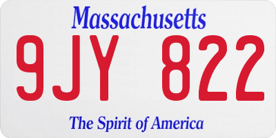 MA license plate 9JY822
