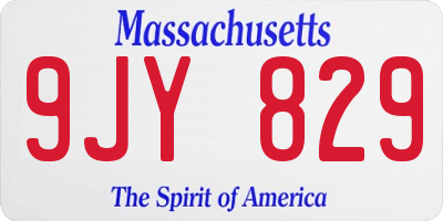 MA license plate 9JY829