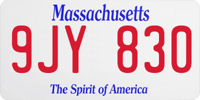 MA license plate 9JY830