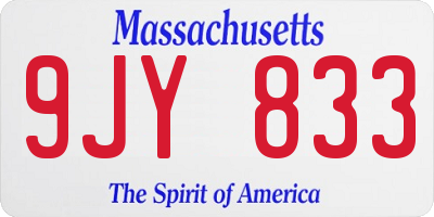 MA license plate 9JY833