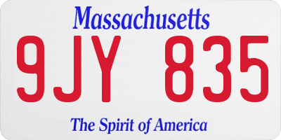 MA license plate 9JY835