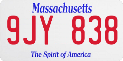 MA license plate 9JY838