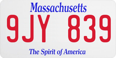 MA license plate 9JY839