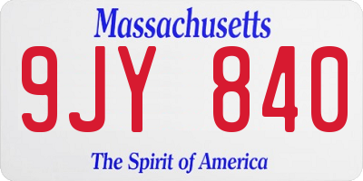 MA license plate 9JY840