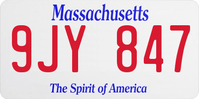 MA license plate 9JY847