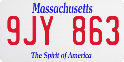 MA license plate 9JY863