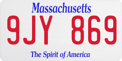MA license plate 9JY869