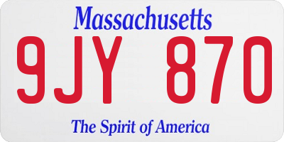 MA license plate 9JY870