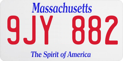 MA license plate 9JY882