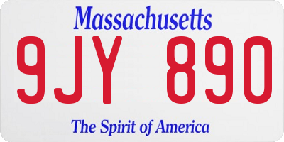 MA license plate 9JY890