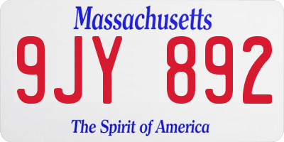 MA license plate 9JY892