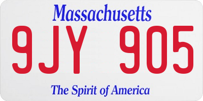 MA license plate 9JY905