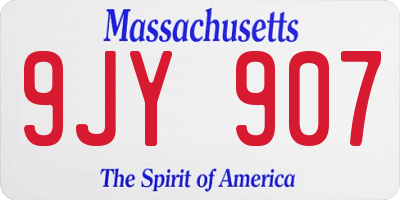 MA license plate 9JY907