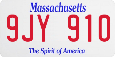 MA license plate 9JY910
