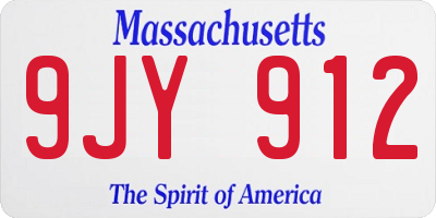 MA license plate 9JY912