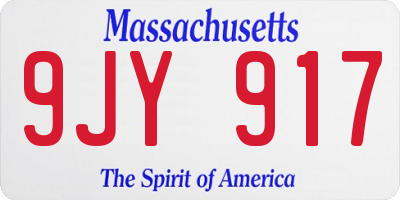 MA license plate 9JY917