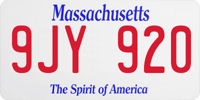 MA license plate 9JY920