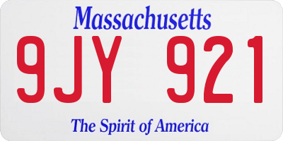 MA license plate 9JY921