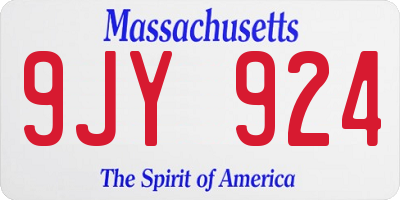 MA license plate 9JY924