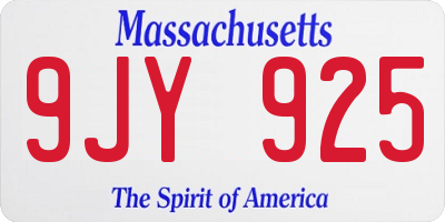 MA license plate 9JY925