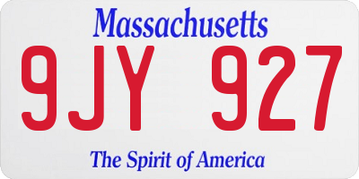 MA license plate 9JY927
