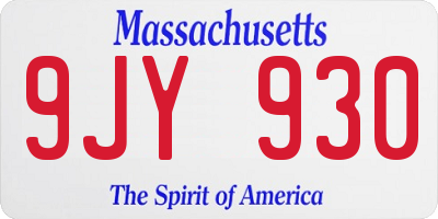 MA license plate 9JY930