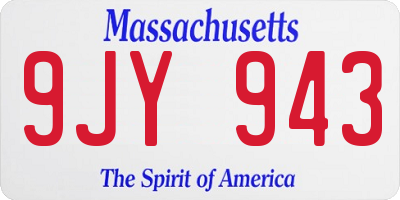 MA license plate 9JY943