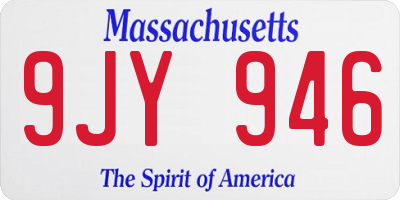 MA license plate 9JY946