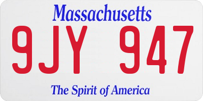 MA license plate 9JY947