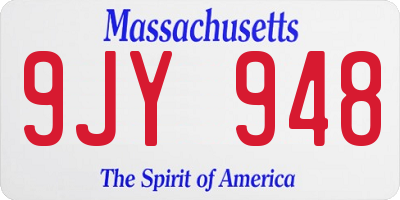 MA license plate 9JY948