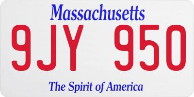 MA license plate 9JY950