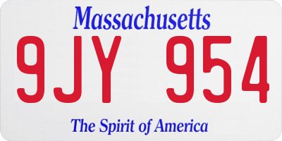 MA license plate 9JY954