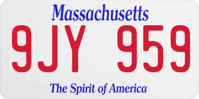 MA license plate 9JY959