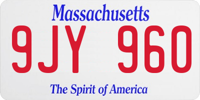 MA license plate 9JY960