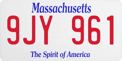 MA license plate 9JY961