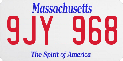 MA license plate 9JY968