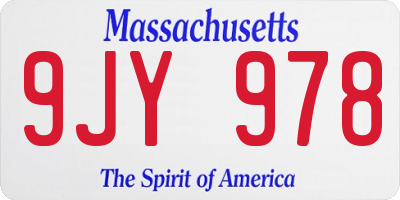 MA license plate 9JY978