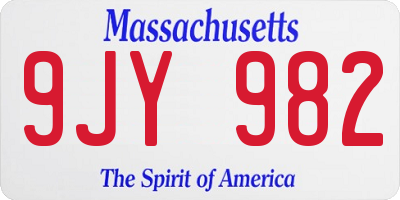 MA license plate 9JY982