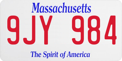 MA license plate 9JY984