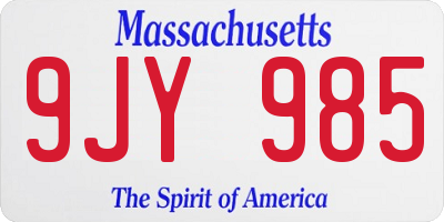 MA license plate 9JY985