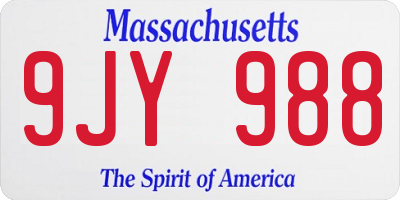MA license plate 9JY988