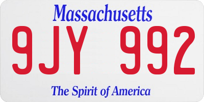 MA license plate 9JY992